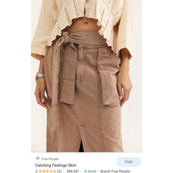 Free People Catching‎ Feelings Utility Inspired Midi Skirt Sz 4 - Picture 9 of 9